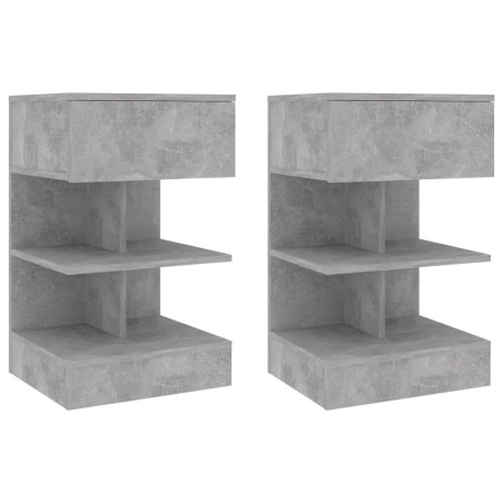 vidaXL Comodini 2 pz Grigio Cemento 40x35x65 cm