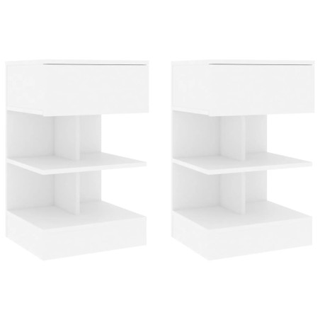 vidaXL Comodini Bianchi 2 pz 40x35x65 cm in Legno Ingegnerizzato