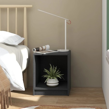 vidaXL Comodino Grigio 35,5x33,5x41,5 cm in Legno Massello di Pino