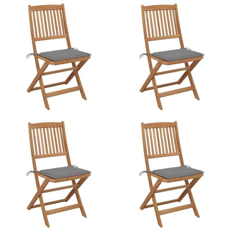 Sedie da Giardino Pieghevoli 4 pz con Cuscini Massello Acacia Sedie da Giardino Pieghevoli 4 pz con Cuscini Massello Acacia