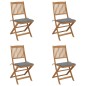 Sedie da Giardino Pieghevoli 4 pz con Cuscini Massello Acacia Sedie da Giardino Pieghevoli 4 pz con Cuscini Massello Acacia