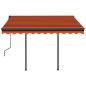 vidaXL Tenda Automatica Sensore Vento LED 3,5x2,5m Arancio Marrone
