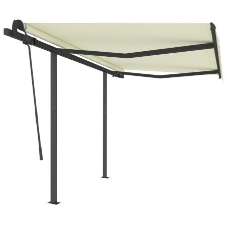 vidaXL Tenda da Sole Retrattile Manuale con Pali 3,5x2,5 m Crema
