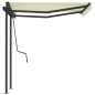 vidaXL Tenda da Sole Retrattile Manuale con Pali 3,5x2,5 m Crema