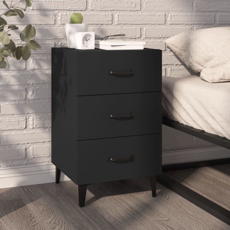 vidaXL Comodino Nero 40x40x66 cm in Legno Multistrato vidaXL Comodino Nero 40x40x66 cm in Legno Multistrato