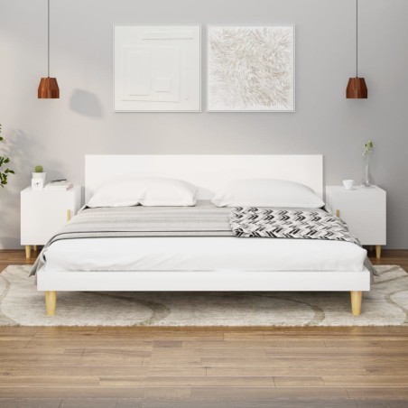 vidaXL Comodini 2 pz Bianco Lucido in Legno Multistrato