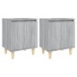 vidaXL Comodini Gambe in Legno Massello 2 pz Grigio Sonoma 40x30x50 cm vidaXL Comodini Gambe in Legno Massello 2 pz Grigio Sonoma 40x30x50 cm