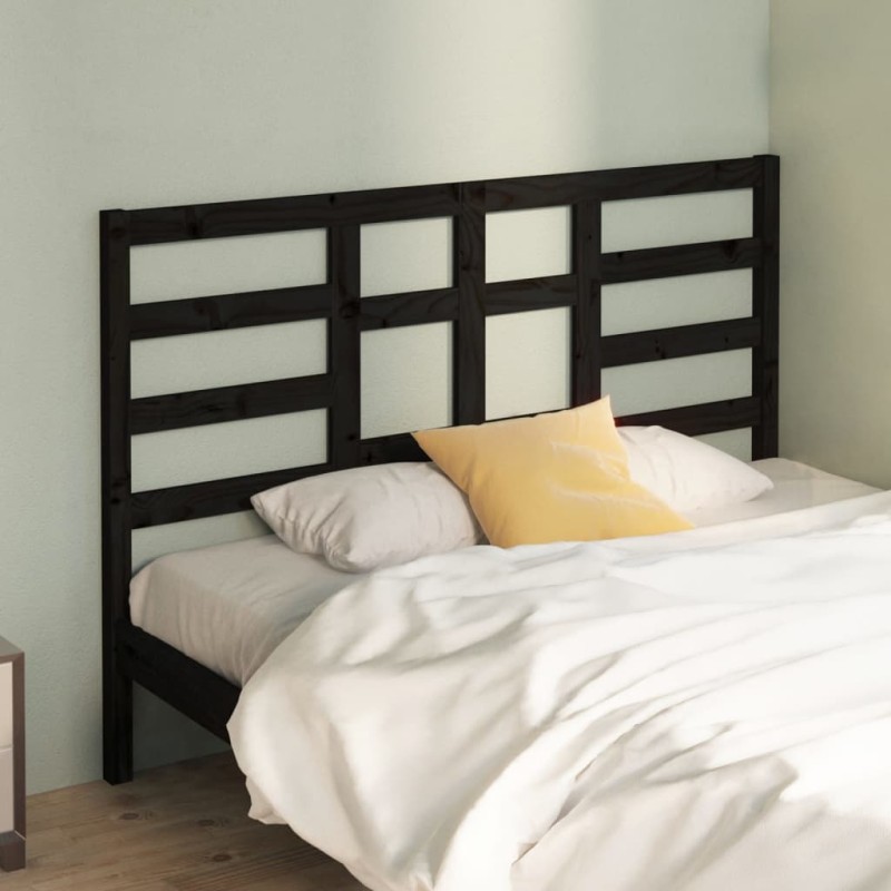 Testiera per Letto Nera 146x4x104 cm in Legno Massello di Pino Testiera per Letto Nera 146x4x104 cm in Legno Massello di Pino