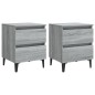 vidaXL Comodini con Gambe in Metallo 2 pz Grigio Sonoma 40x35x50 cm vidaXL Comodini con Gambe in Metallo 2 pz Grigio Sonoma 40x35x50 cm