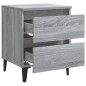 vidaXL Comodini con Gambe in Metallo 2 pz Grigio Sonoma 40x35x50 cm vidaXL Comodini con Gambe in Metallo 2 pz Grigio Sonoma 40x35x50 cm