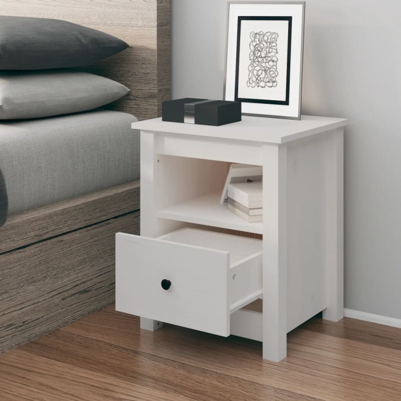 vidaXL Comodino Bianco 40x35x49 cm in Legno Massello di Pino vidaXL Comodino Bianco 40x35x49 cm in Legno Massello di Pino