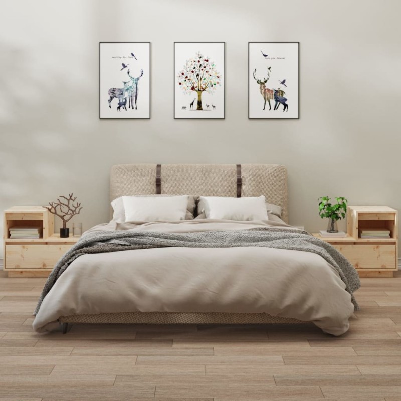 vidaXL Comodini 2 pz 60x34x51 cm in Legno Massello di Pino vidaXL Comodini 2 pz 60x34x51 cm in Legno Massello di Pino