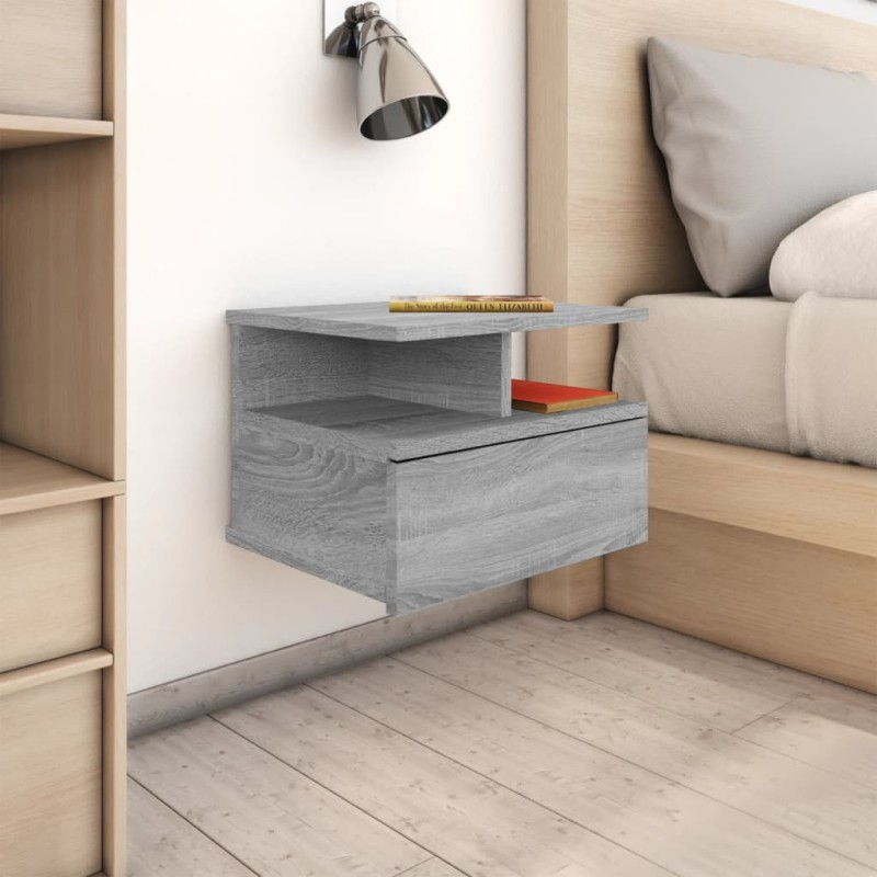 vidaXL Comodini Pensili Grigio Sonoma 2pz 40x31x27cm Legno Multistrato vidaXL Comodini Pensili Grigio Sonoma 2pz 40x31x27cm Legno Multistrato