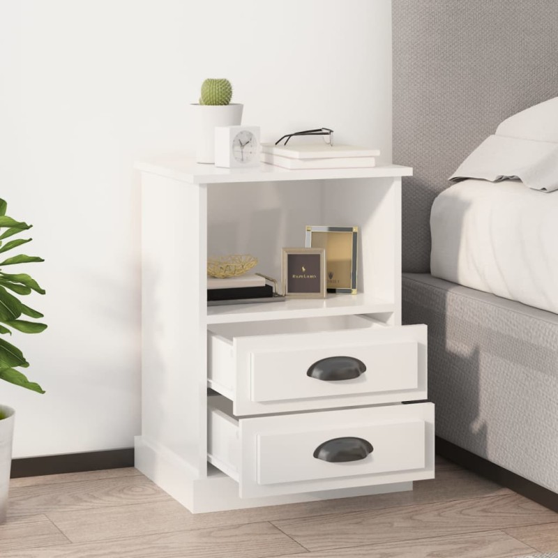 vidaXL Comodini 2 pz Bianco Lucido 43x36x60 cm vidaXL Comodini 2 pz Bianco Lucido 43x36x60 cm