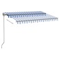 Tenda da Sole Automatica LED Sensore Vento 350x250cm Blu Bianca Tenda da Sole Automatica LED Sensore Vento 350x250cm Blu Bianca