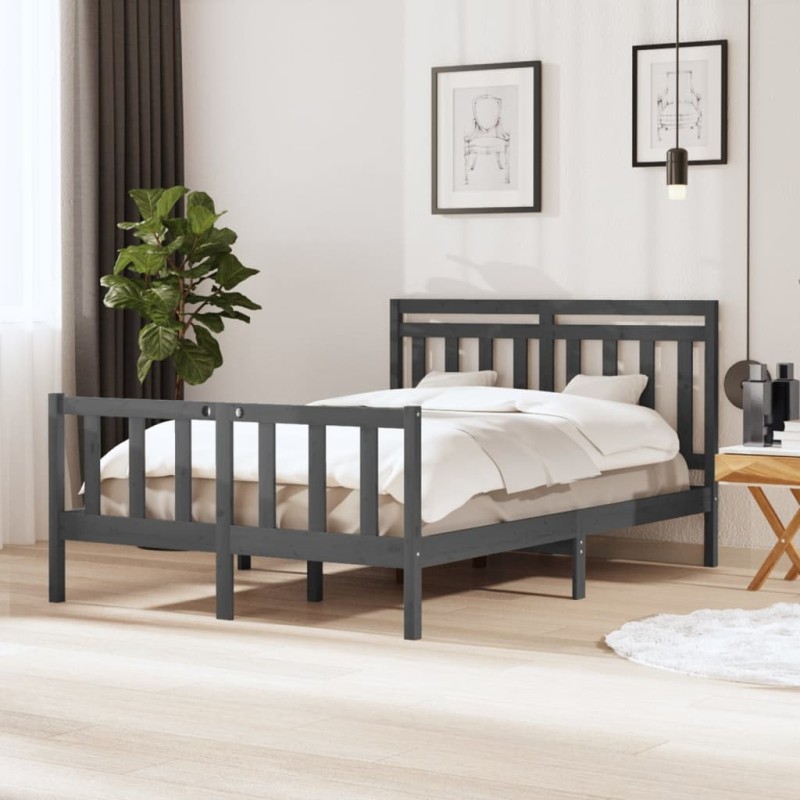vidaXL Giroletto Grigio in Legno Massello 140x190 cm vidaXL Giroletto Grigio in Legno Massello 140x190 cm