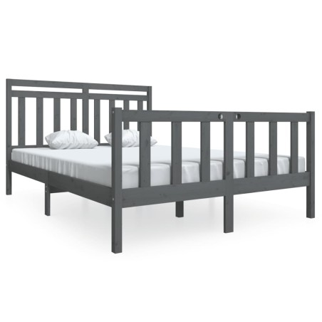 vidaXL Giroletto Grigio in Legno Massello 140x190 cm