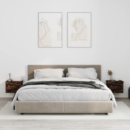 vidaXL Comodini a Parete 2 pz Rovere Fumo 41,5x36x28 cm