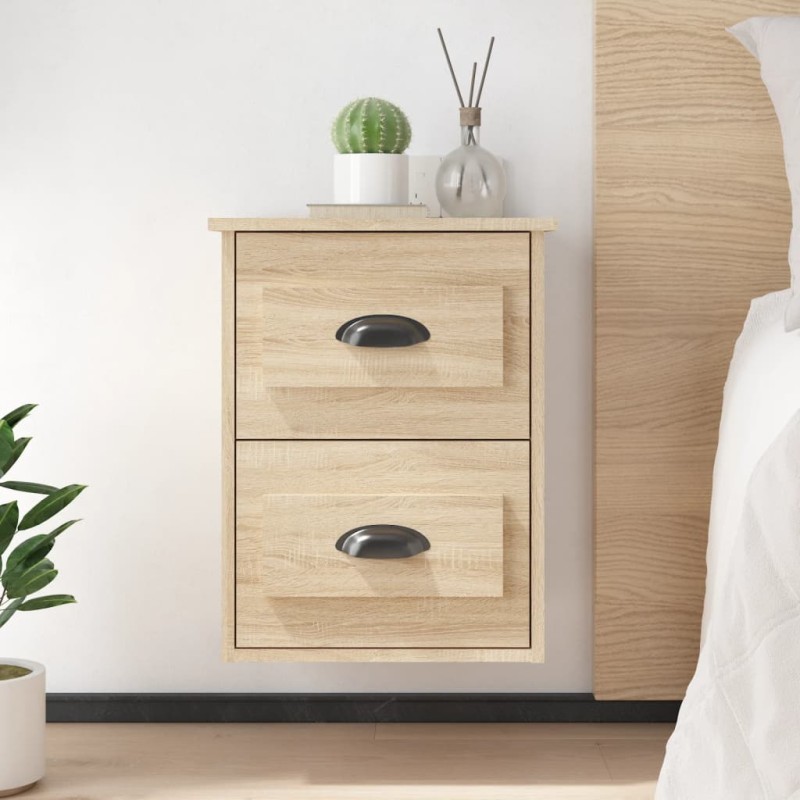 vidaXL Comodino a Parete Rovere Sonoma 41,5x36x53 cm