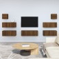 Set Mobili Porta TV 7 pz Rovere Marrone in Legno Multistrato Set Mobili Porta TV 7 pz Rovere Marrone in Legno Multistrato