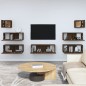 Set Mobili Porta TV 7 pz Rovere Marrone in Legno Multistrato Set Mobili Porta TV 7 pz Rovere Marrone in Legno Multistrato