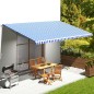 Tessuto di Ricambio per Tenda da Sole Blu e Bianco 6x3,5 m Tessuto di Ricambio per Tenda da Sole Blu e Bianco 6x3,5 m