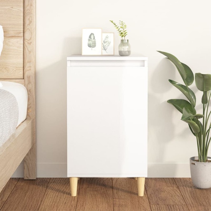 vidaXL Comodino Bianco Lucido 40x35x70 cm in Legno Multistrato vidaXL Comodino Bianco Lucido 40x35x70 cm in Legno Multistrato