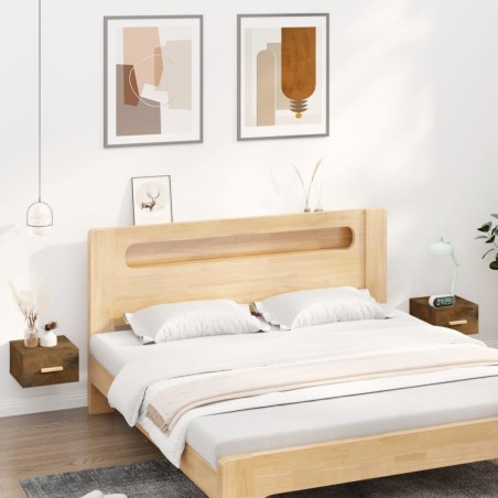 vidaXL Comodini a Muro 2 pz Rovere Fumo 35x35x20 cm