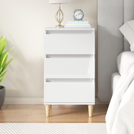 vidaXL Comodino Bianco Lucido 40x35x70 cm in Legno Multistrato