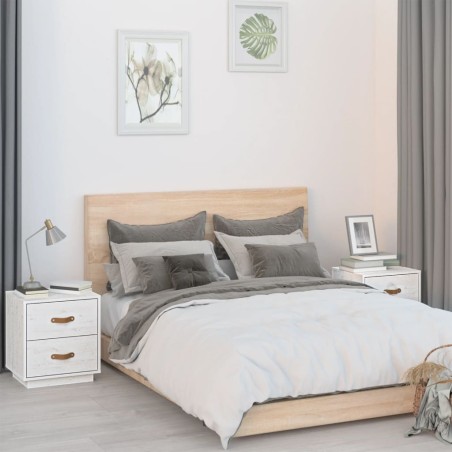 vidaXL Comodini Bianchi 2 pz 40x34x45 cm in Legno Massello di Pino