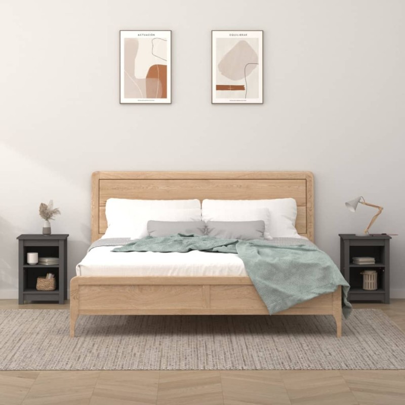 vidaXL Comodini 2 pz Grigi 40x35x55 cm in Legno Massello di Pino vidaXL Comodini 2 pz Grigi 40x35x55 cm in Legno Massello di Pino