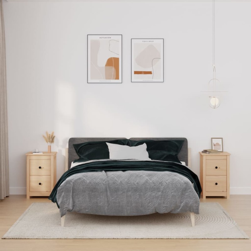 vidaXL Comodini 2 pz 40x35x61,5 cm in Legno Massello di Pino vidaXL Comodini 2 pz 40x35x61,5 cm in Legno Massello di Pino