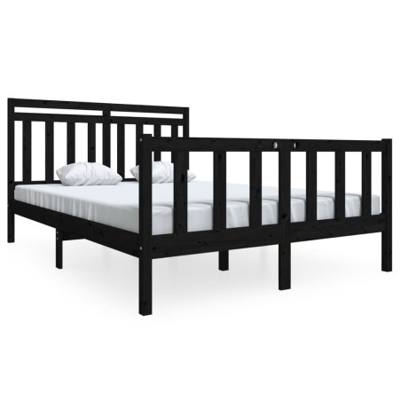 vidaXL Giroletto Nero in Legno Massello 140x190 cm
