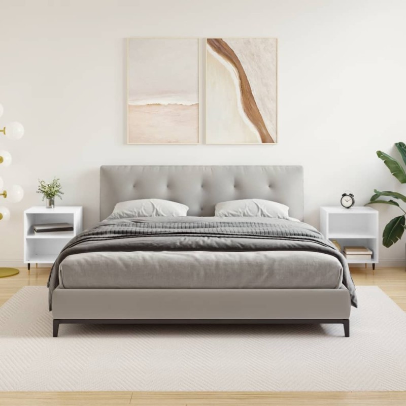 vidaXL Comodini 2 pz Bianco Lucido 40x30x50 cm in Legno Multistrato vidaXL Comodini 2 pz Bianco Lucido 40x30x50 cm in Legno Multistrato