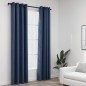 Tende Oscuranti Effetto Lino con Occhielli 2 pz Blu 140x245 cm Tende Oscuranti Effetto Lino con Occhielli 2 pz Blu 140x245 cm