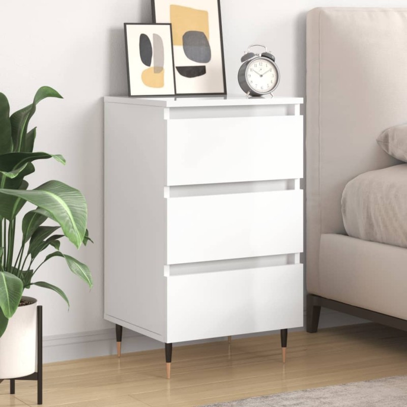 vidaXL Comodino Bianco Lucido 40x35x69 cm in Legno Multistrato vidaXL Comodino Bianco Lucido 40x35x69 cm in Legno Multistrato