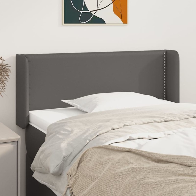 Testiera ad Orecchio Grigio 93x16x78/88 cm in Similpelle Testiera ad Orecchio Grigio 93x16x78/88 cm in Similpelle