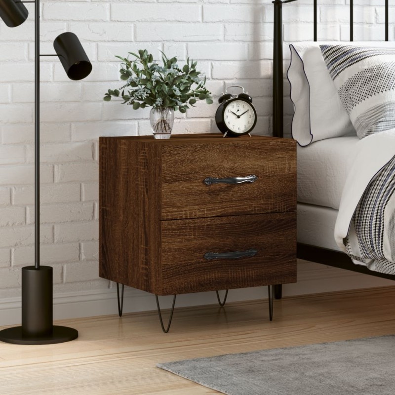 vidaXL Comodino Rovere Marrone 40x35x47,5 cm in Legno Multistrato