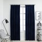 Tende Oscuranti con Ganci 2 pz Blu Scuro in Velluto 140x225 cm Tende Oscuranti con Ganci 2 pz Blu Scuro in Velluto 140x225 cm
