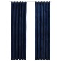 Tende Oscuranti con Ganci 2 pz Blu Scuro in Velluto 140x225 cm Tende Oscuranti con Ganci 2 pz Blu Scuro in Velluto 140x225 cm