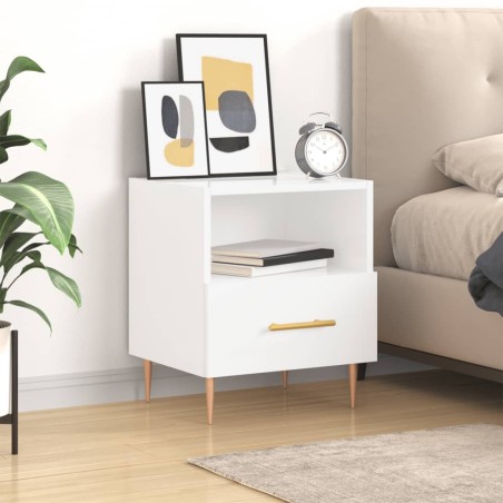 vidaXL Comodino Bianco Lucido 40x35x47,5 cm in Legno Multistrato