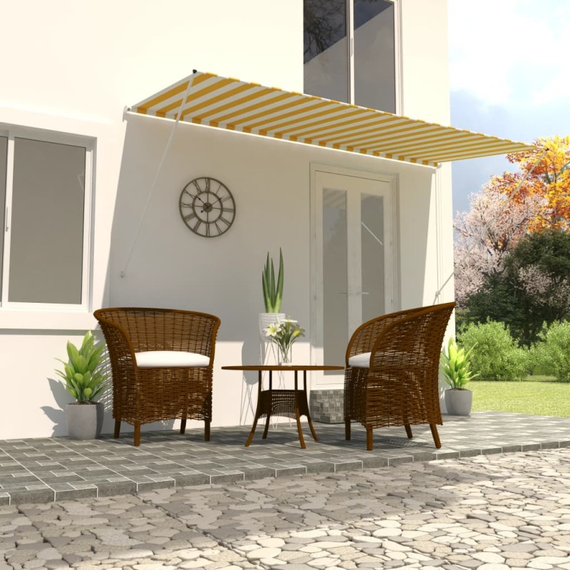 Tenda da Sole Retrattile 400x150 cm Giallo e Bianco Tenda da Sole Retrattile 400x150 cm Giallo e Bianco