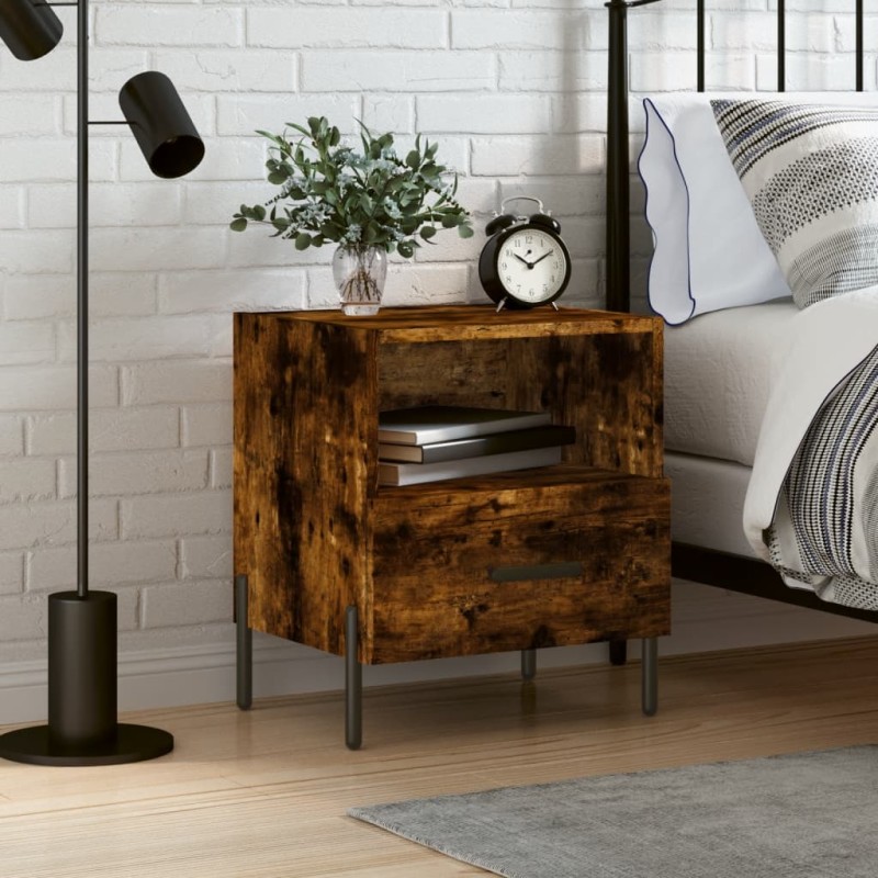 vidaXL Comodino Rovere Fumo 40x35x47,5 cm in Legno Multistrato