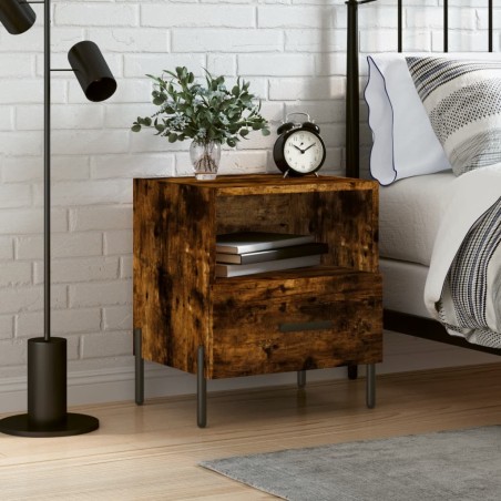 vidaXL Comodino Rovere Fumo 40x35x47,5 cm in Legno Multistrato