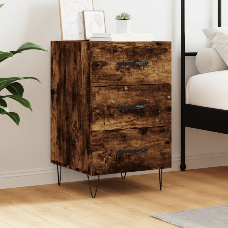vidaXL Comodino Rovere Fumo 40x40x66 cm in Legno Multistrato vidaXL Comodino Rovere Fumo 40x40x66 cm in Legno Multistrato