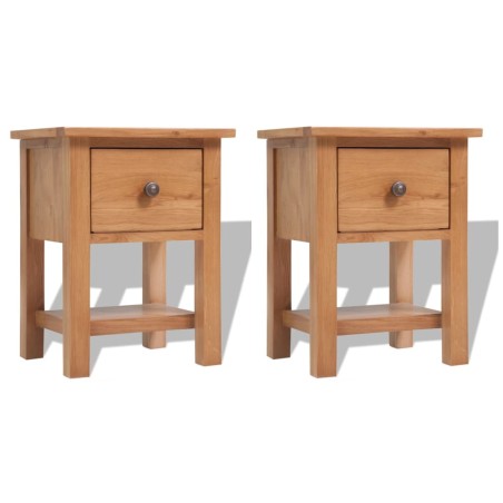 vidaXL Comodini 2 pz 36x30x47 cm in Legno Massello di Rovere