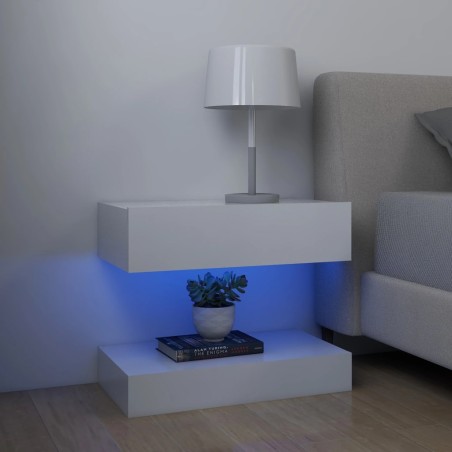 vidaXL Comodini con LED 2 pz 60x35 cm Bianchi in Legno Multistrato