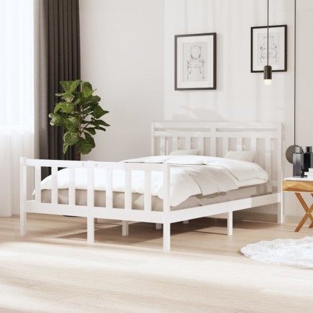 vidaXL Giroletto Bianco in Legno Massello 150x200 cm 5FT King Size