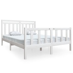 vidaXL Giroletto Bianco in Legno Massello 150x200 cm 5FT King Size
