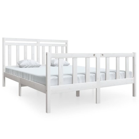 vidaXL Giroletto Bianco in Legno Massello 150x200 cm 5FT King Size